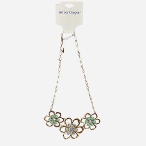 Ashley Cooper Gold and Green Floral Necklace